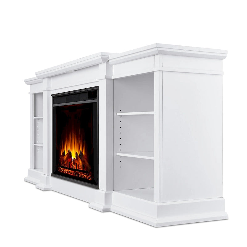 Meuble TV Grand 81 po avec foyer électrique Blanc de