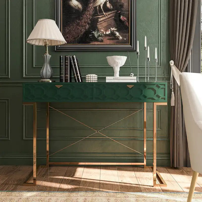 Bureau d'écriture brillant pour bureau à domicile avec tiroirs de rangement