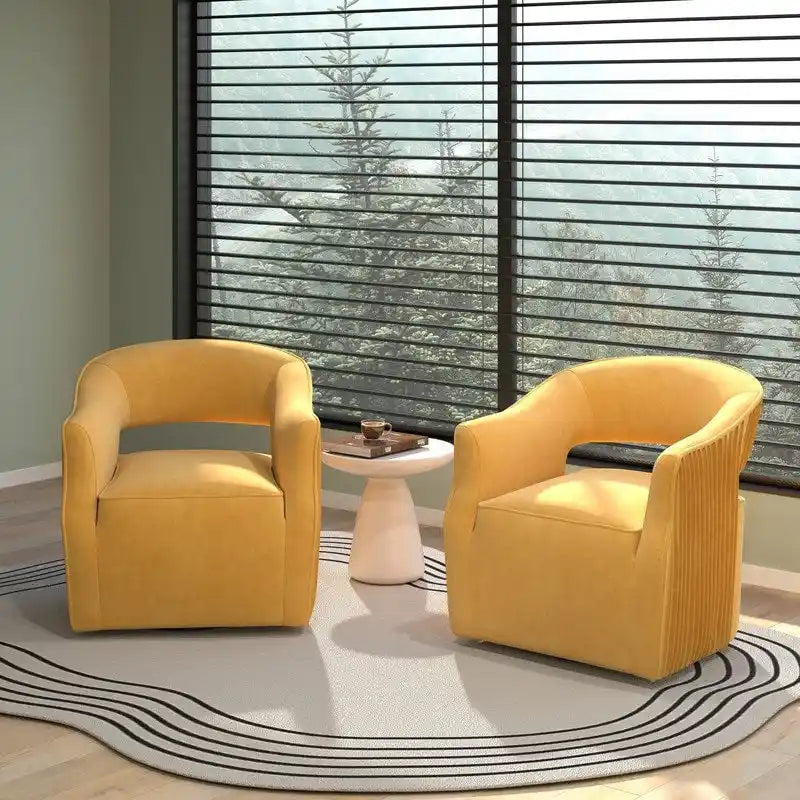 Ensemble de 2 fauteuils d'appoint pivotants à 360 degrés, dossier ouvert en velours, style glamour moderne