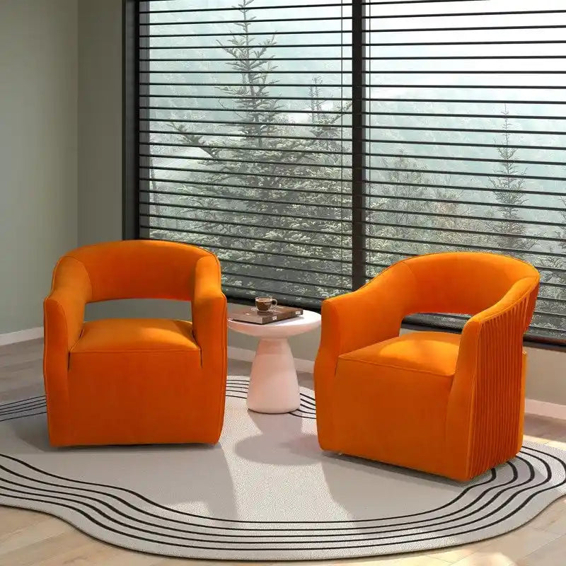 Ensemble de 2 fauteuils d'appoint pivotants à 360 degrés, dossier ouvert en velours, style glamour moderne