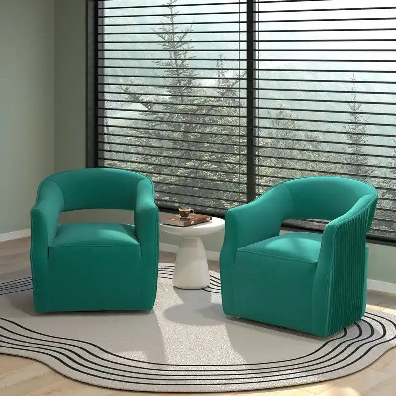 Ensemble de 2 fauteuils d'appoint pivotants à 360 degrés, dossier ouvert en velours, style glamour moderne