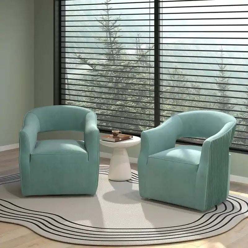 Ensemble de 2 fauteuils d'appoint pivotants à 360 degrés, dossier ouvert en velours, style glamour moderne