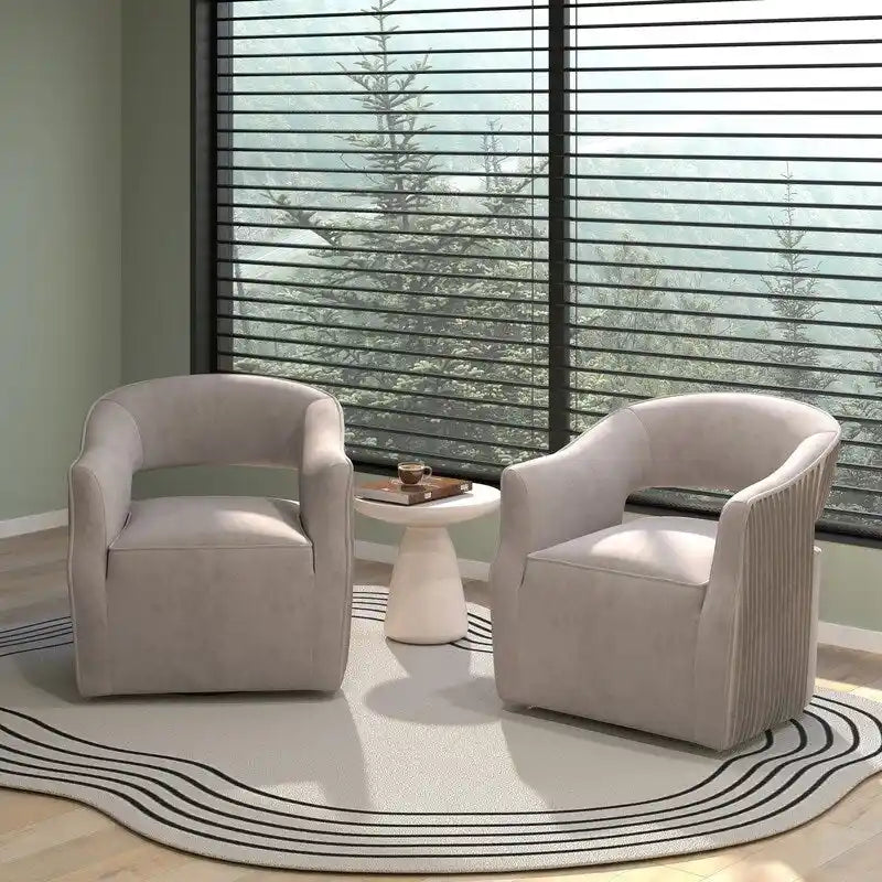 Ensemble de 2 fauteuils d'appoint pivotants à 360 degrés, dossier ouvert en velours, style glamour moderne