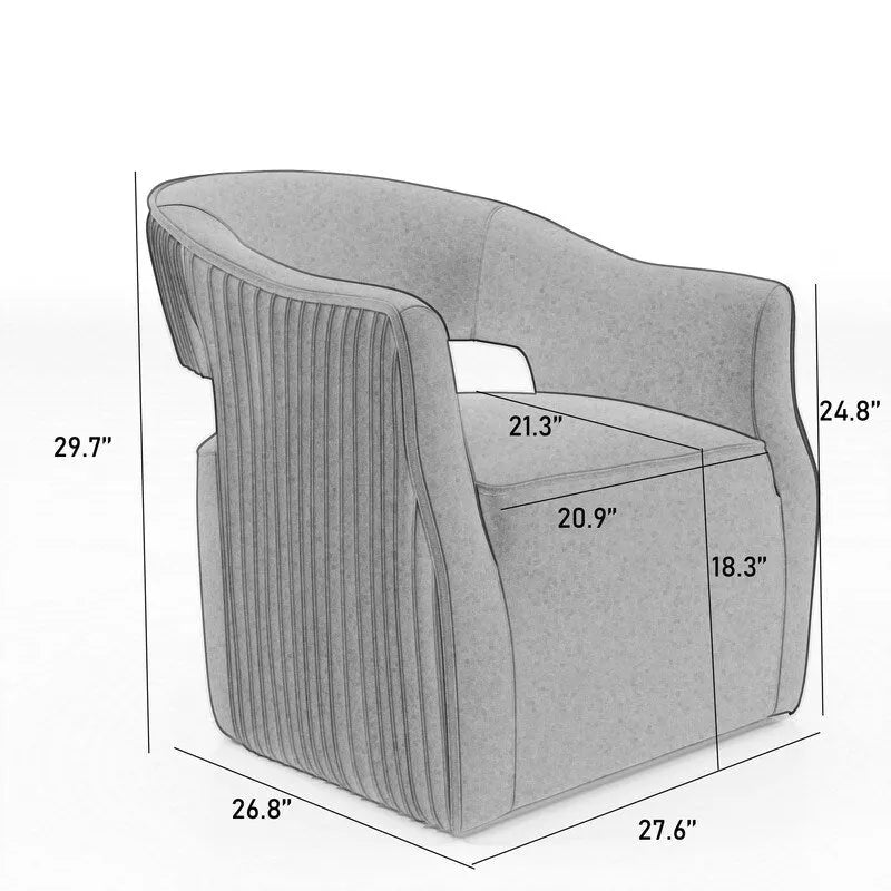 Ensemble de 2 fauteuils d'appoint pivotants à 360 degrés, dossier ouvert en velours, style glamour moderne