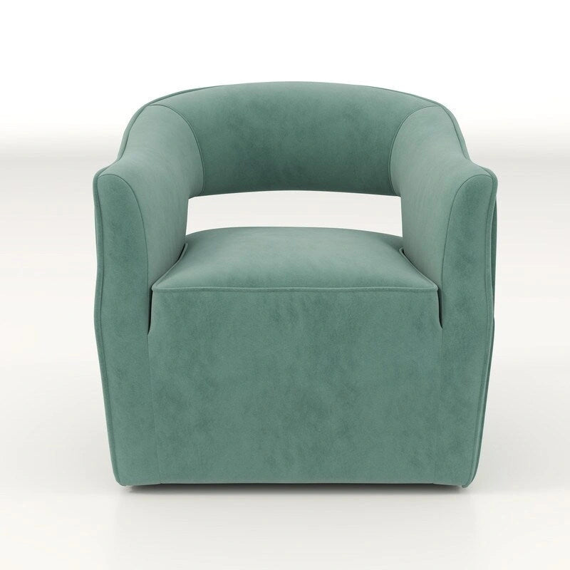 Ensemble de 2 fauteuils d'appoint pivotants à 360 degrés, dossier ouvert en velours, style glamour moderne