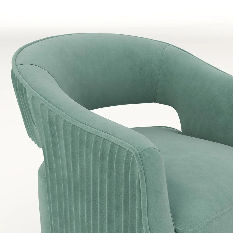 Ensemble de 2 fauteuils d'appoint pivotants à 360 degrés, dossier ouvert en velours, style glamour moderne
