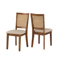 Chaises de salle à manger en rotin et lin beige (lot de 2)