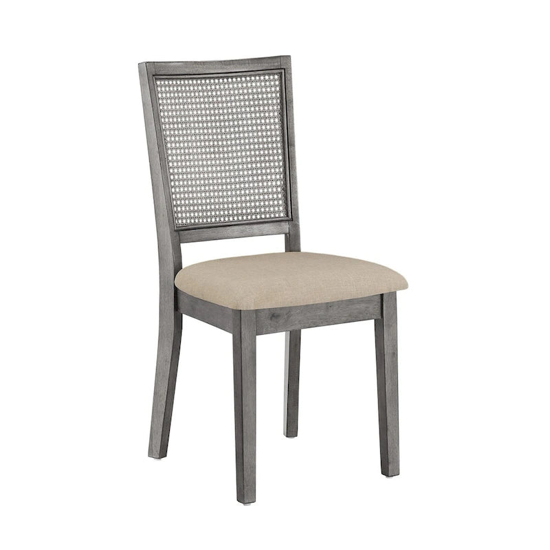 Chaises de salle à manger en rotin et lin beige (lot de 2)