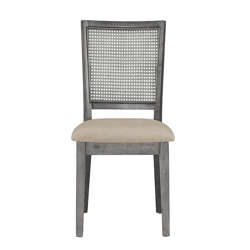 Chaises de salle à manger en rotin et lin beige (lot de 2)