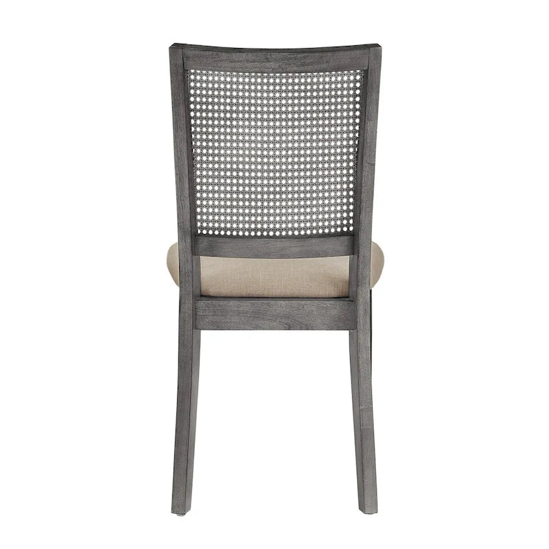 Chaises de salle à manger en rotin et lin beige (lot de 2)