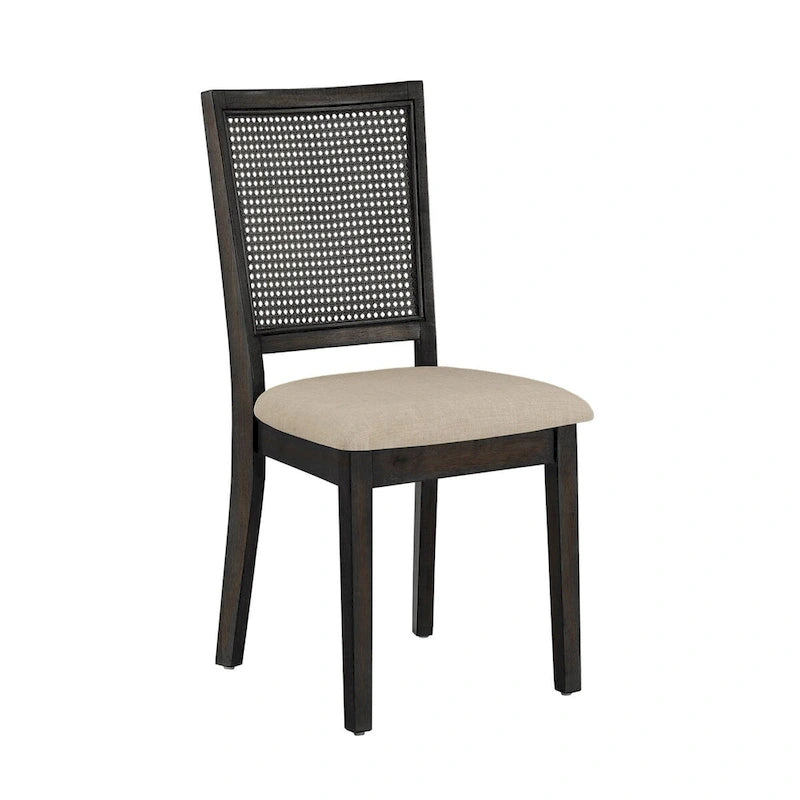 Chaises de salle à manger en rotin et lin beige (lot de 2)