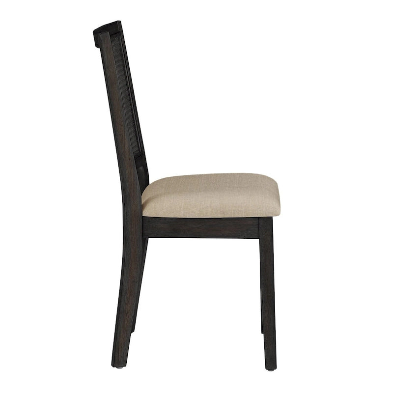 Chaises de salle à manger en rotin et lin beige (lot de 2)