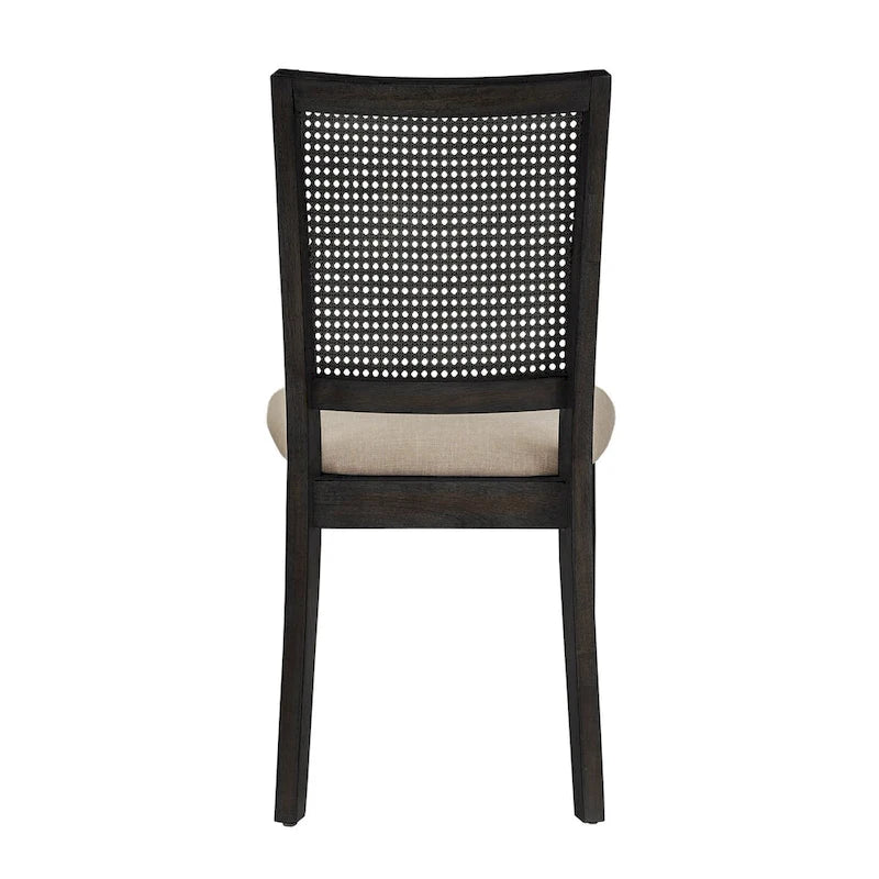 Chaises de salle à manger en rotin et lin beige (lot de 2)