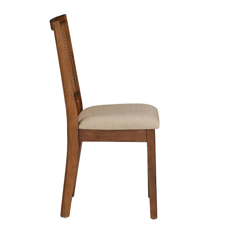 Chaises de salle à manger en rotin et lin beige (lot de 2)