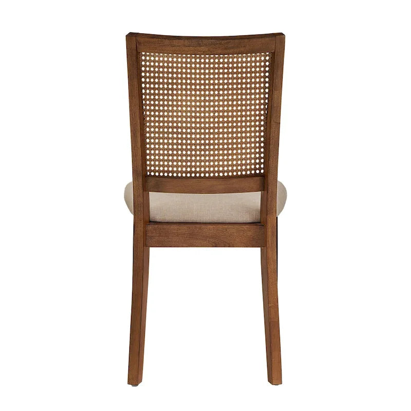 Chaises de salle à manger en rotin et lin beige (lot de 2)