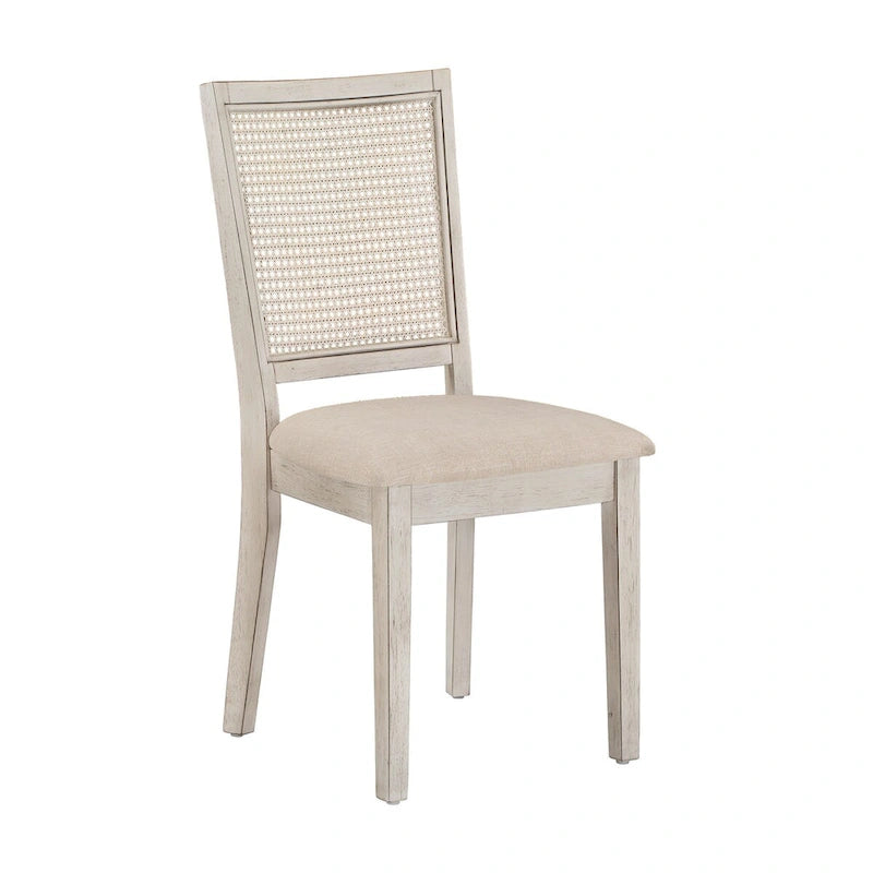 Chaises de salle à manger en rotin et lin beige (lot de 2)