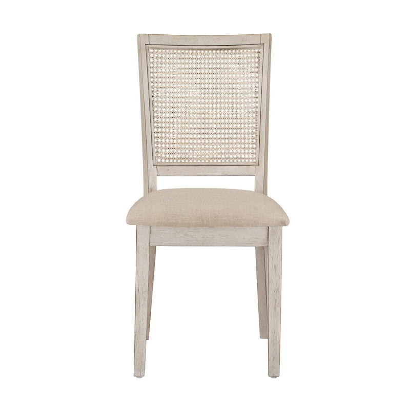 Chaises de salle à manger en rotin et lin beige (lot de 2)