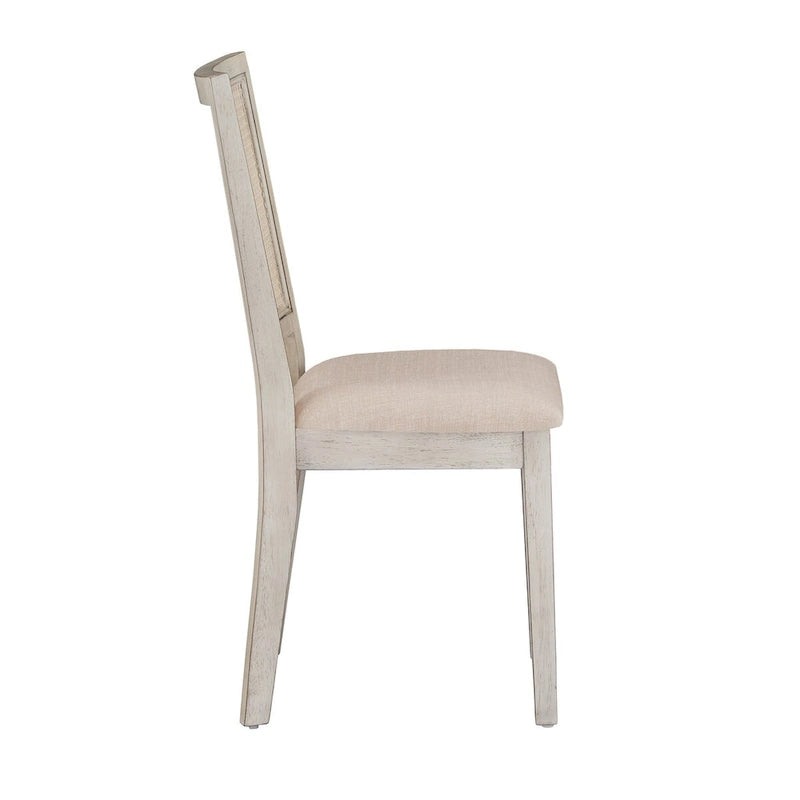 Chaises de salle à manger en rotin et lin beige (lot de 2)