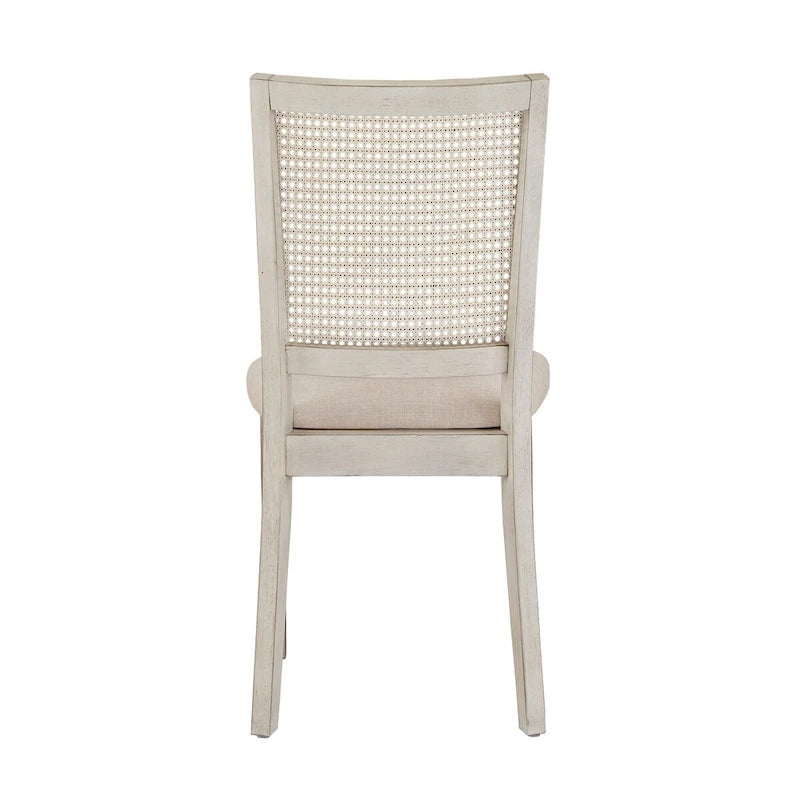 Chaises de salle à manger en rotin et lin beige (lot de 2)