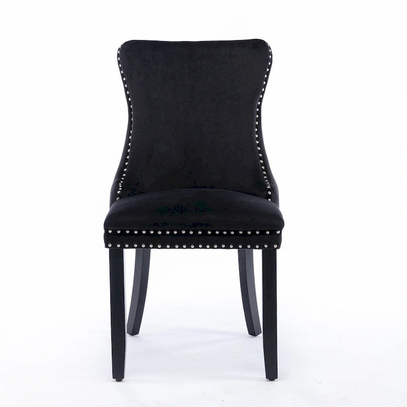 Lot de 2 chaises de salle à manger à oreilles tapissées de velours