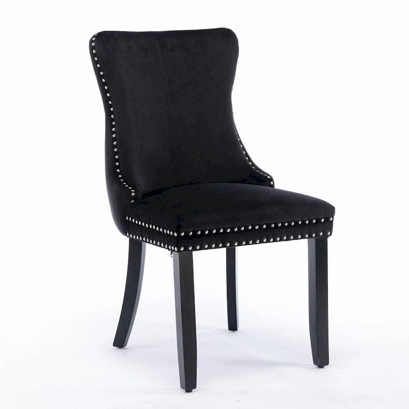 Lot de 2 chaises de salle à manger à oreilles tapissées de velours