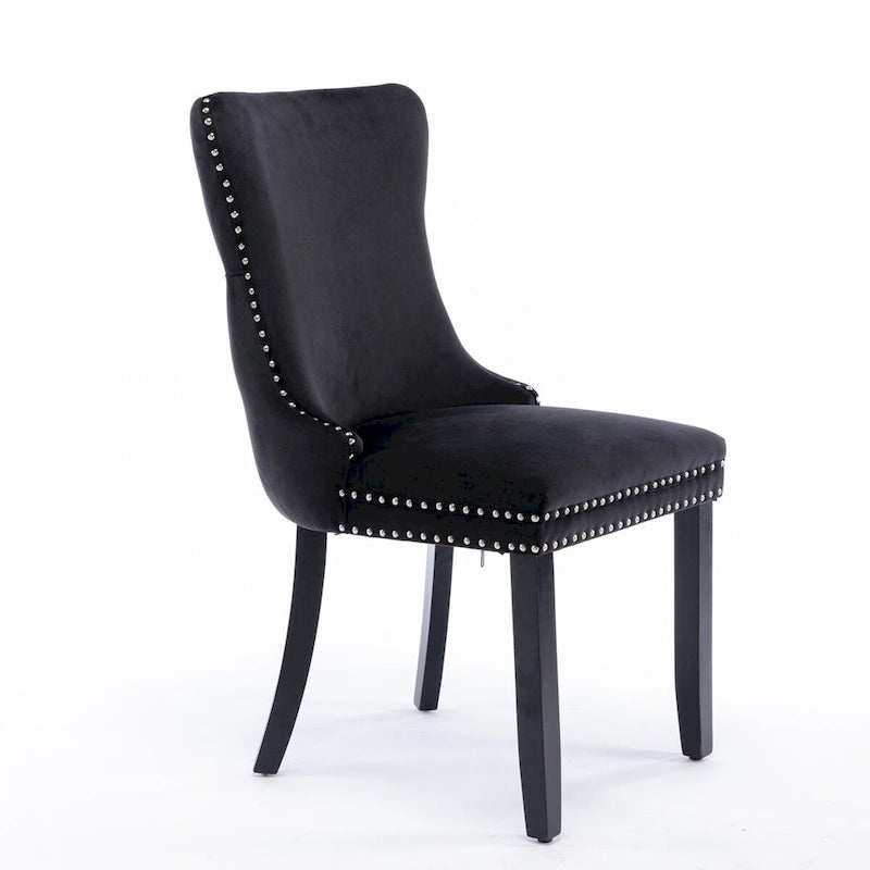 Lot de 2 chaises de salle à manger à oreilles tapissées de velours
