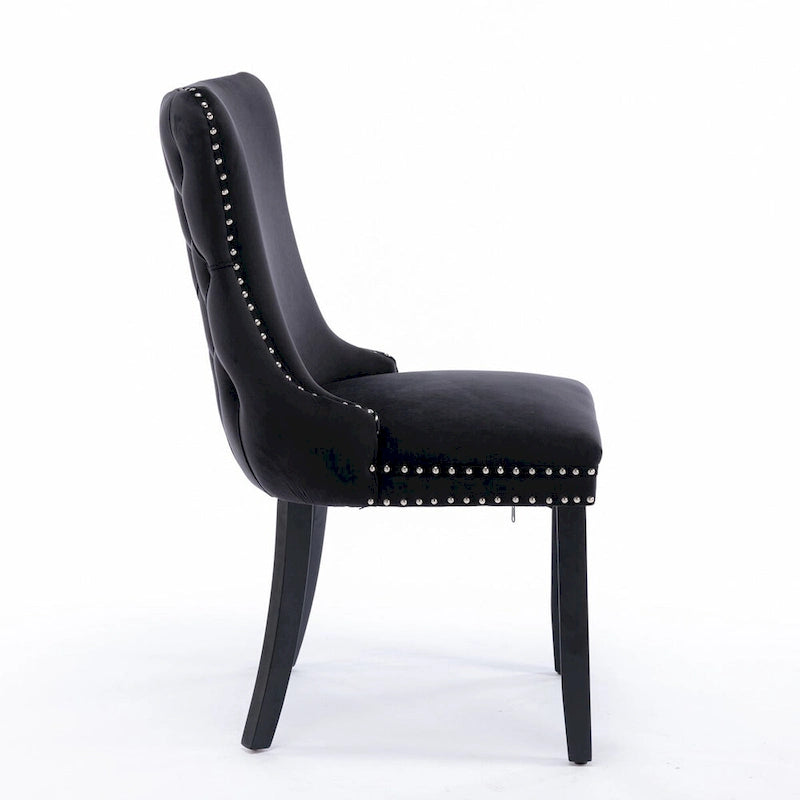 Lot de 2 chaises de salle à manger à oreilles tapissées de velours