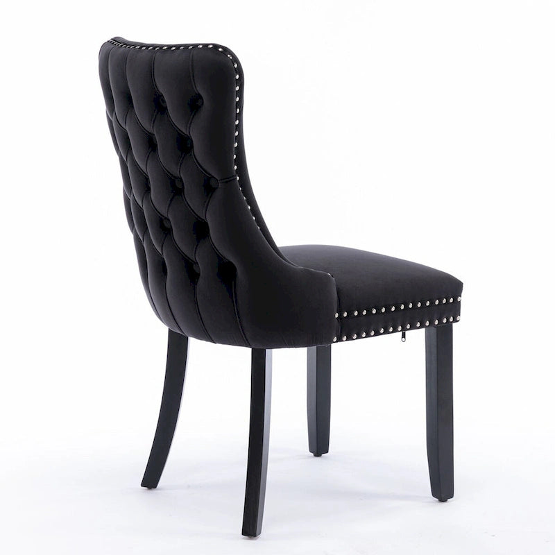 Lot de 2 chaises de salle à manger à oreilles tapissées de velours