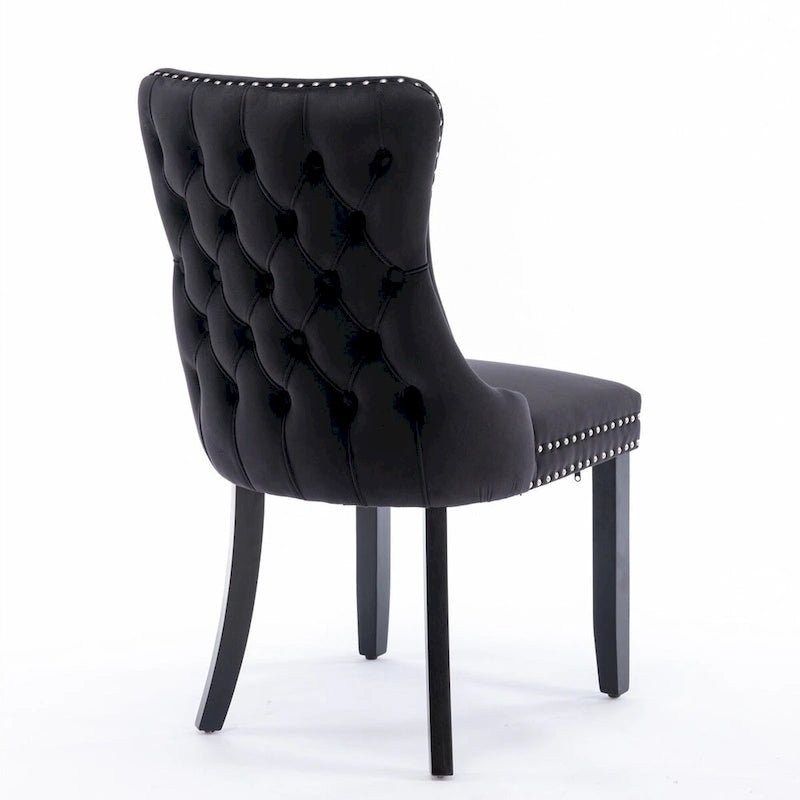 Lot de 2 chaises de salle à manger à oreilles tapissées de velours