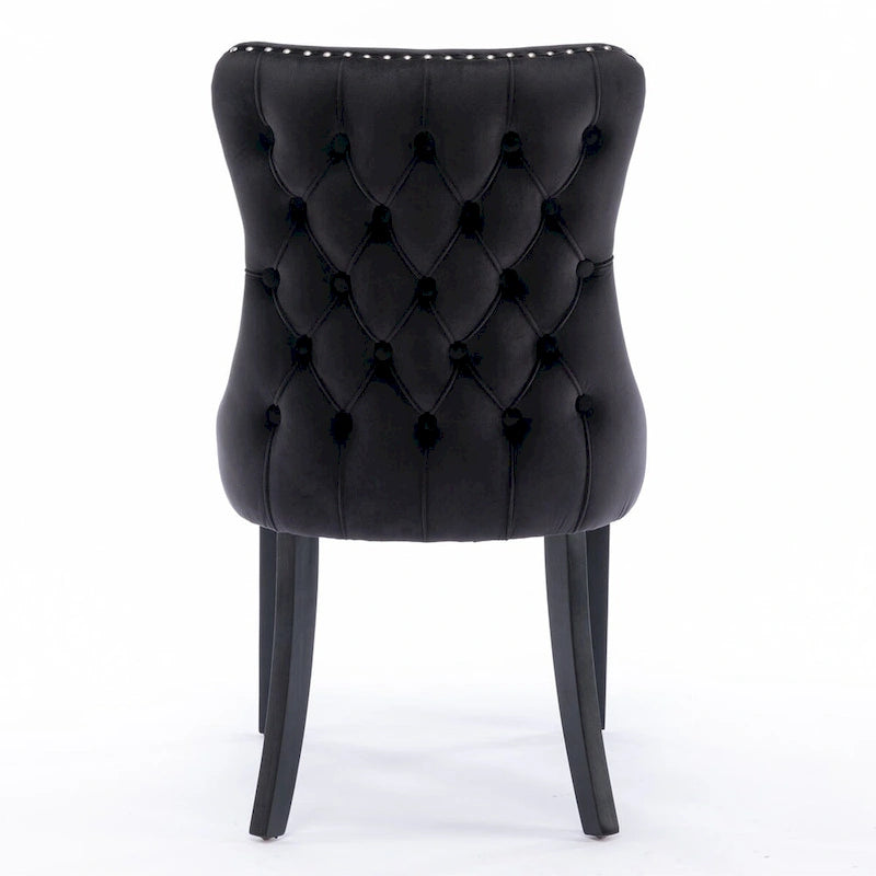 Lot de 2 chaises de salle à manger à oreilles tapissées de velours