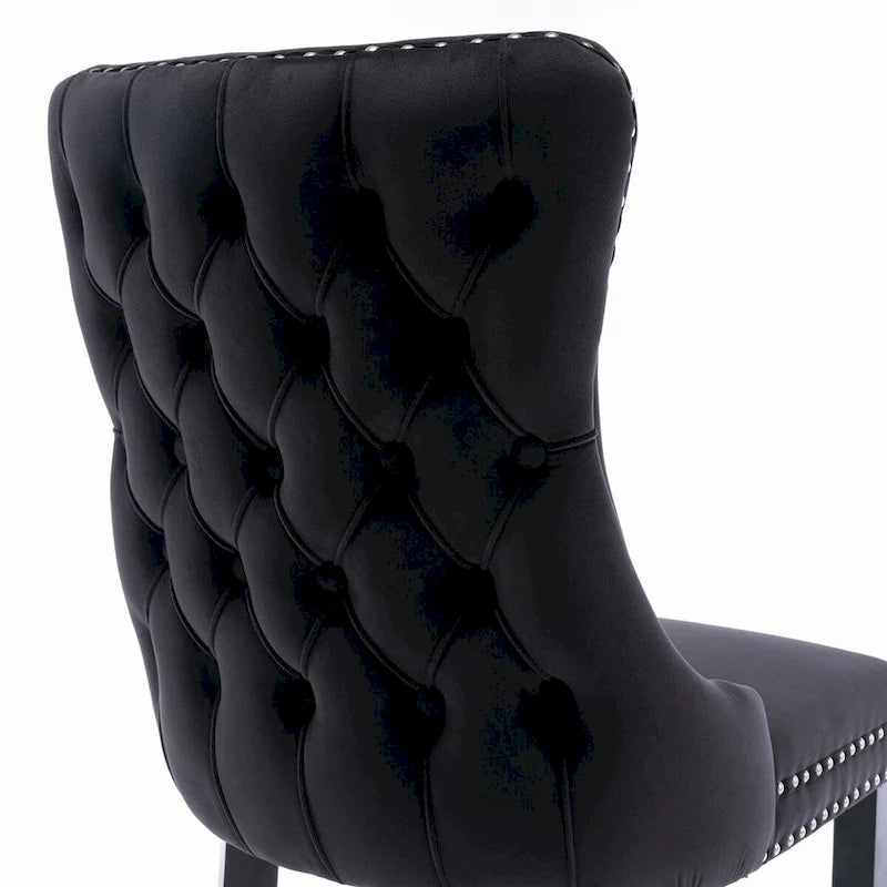 Lot de 2 chaises de salle à manger à oreilles tapissées de velours