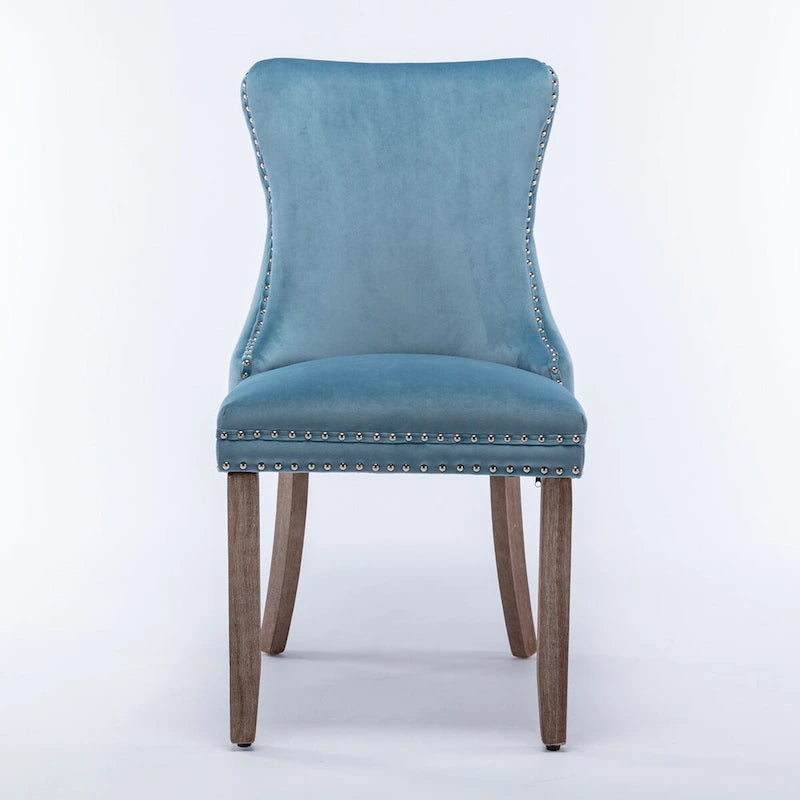 Lot de 2 chaises de salle à manger à oreilles tapissées de velours