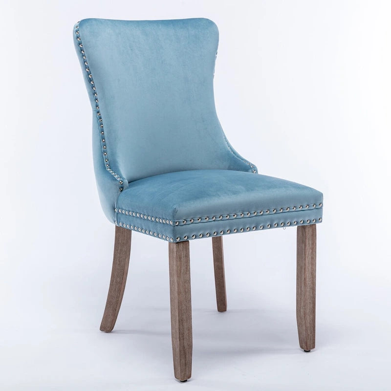 Lot de 2 chaises de salle à manger à oreilles tapissées de velours