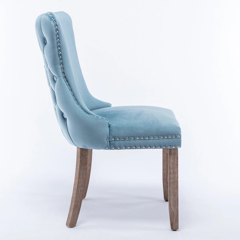 Lot de 2 chaises de salle à manger à oreilles tapissées de velours