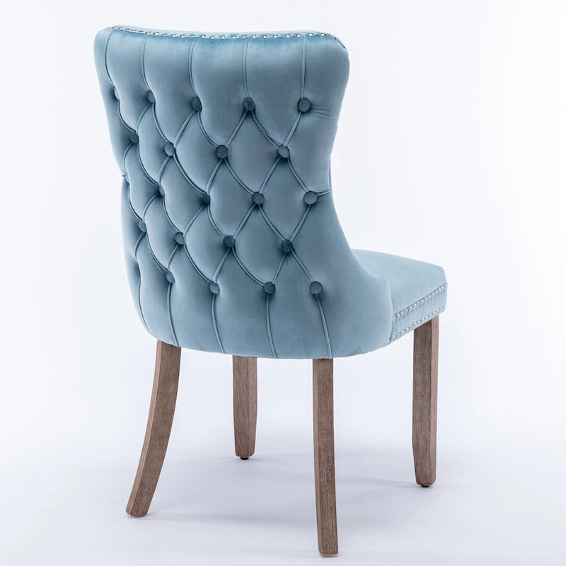 Lot de 2 chaises de salle à manger à oreilles tapissées de velours