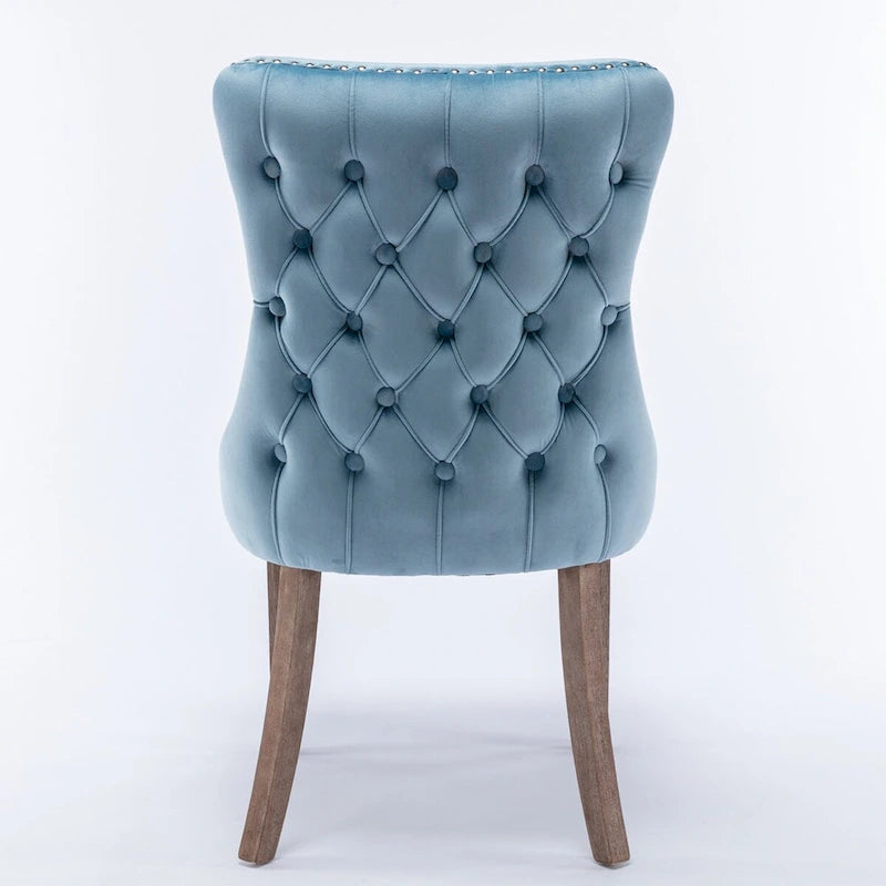 Lot de 2 chaises de salle à manger à oreilles tapissées de velours