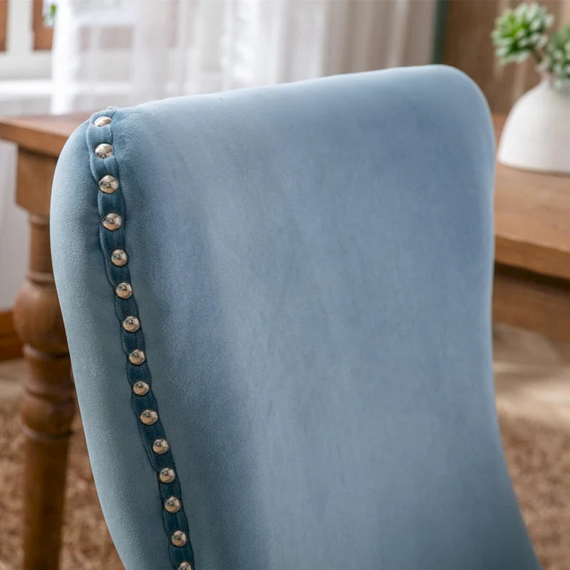 Lot de 2 chaises de salle à manger à oreilles tapissées de velours