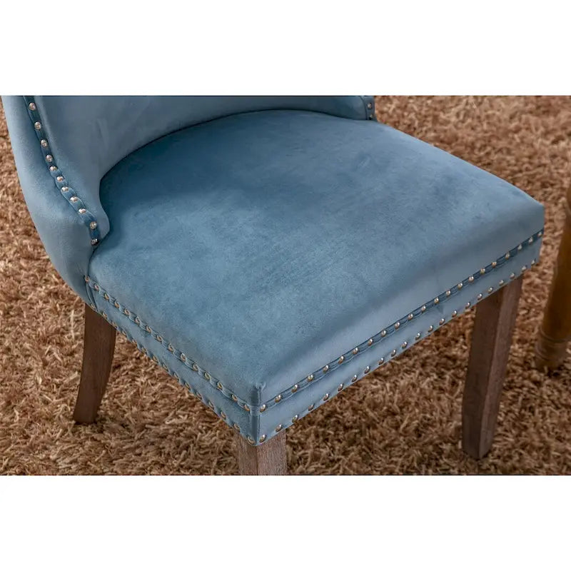 Lot de 2 chaises de salle à manger à oreilles tapissées de velours