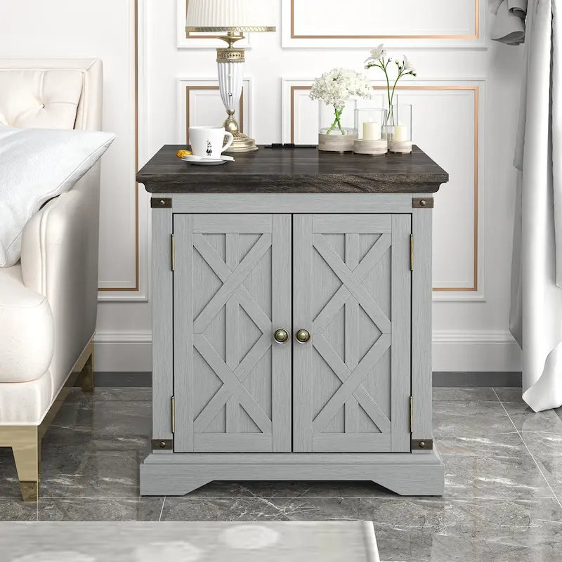 Table d'appoint de ferme avec station de recharge - 63,5 cm de hauteur