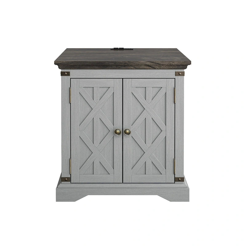 Table d'appoint de ferme avec station de recharge - 63,5 cm de hauteur
