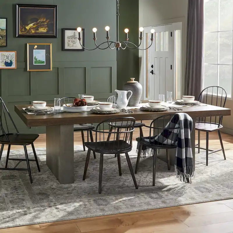 Table à manger en bois recyclé et béton par - Brown