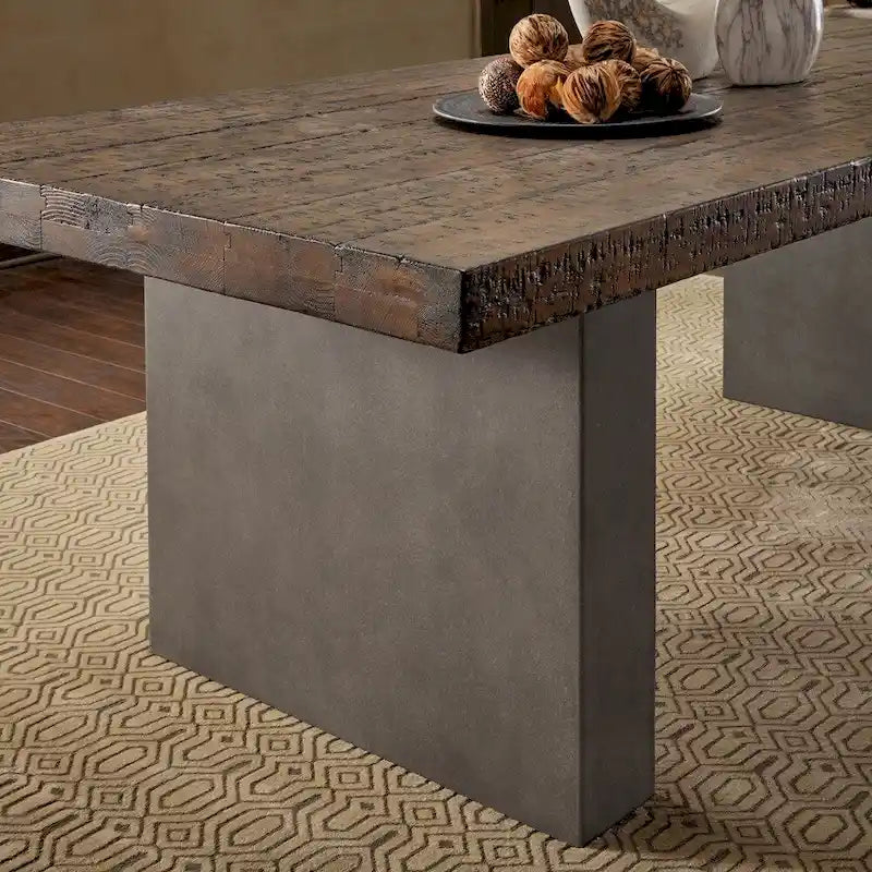 Table à manger en bois recyclé et béton par - Brown