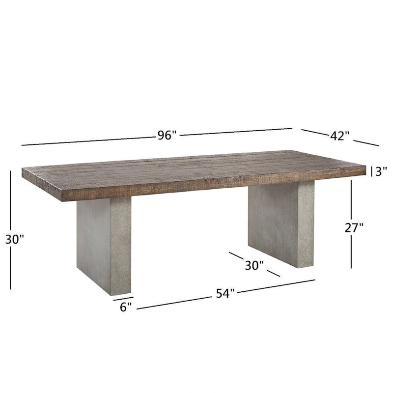 Table de salle à manger en bois recyclé et béton
