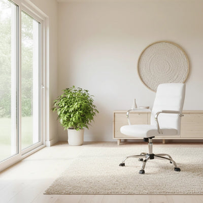 Chaise de bureau pivotante à dossier mi-haut réglable en similicuir