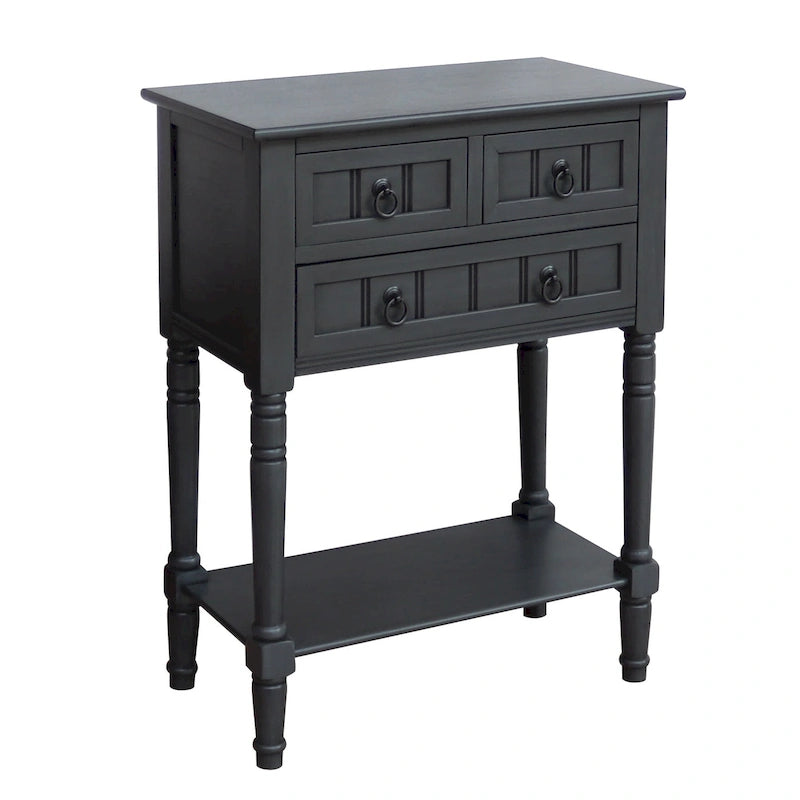 Console avec 3 tiroirs, table d'appoint de canapé avec étagère de rangement inférieure ouverte, table d'entrée robuste pour couloir/salon