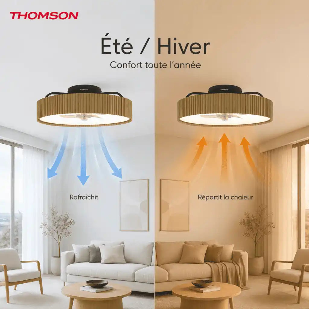Ventilateur de plafond silencieux, 50 cm, avec éclairage LED intégré de 24 W
