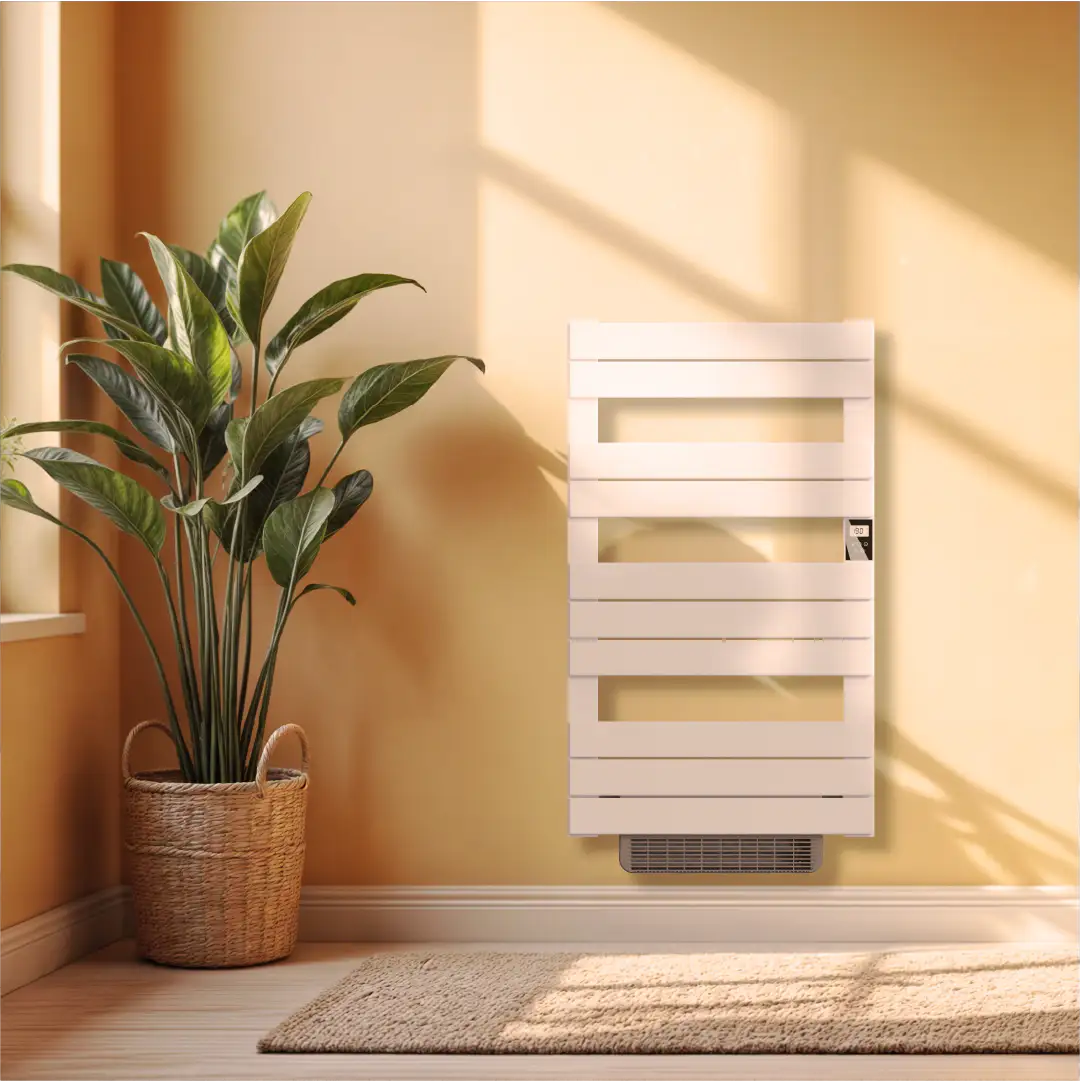 HANAE - Sèche-serviettes mural à air chaud avec ventilateur d’appoint