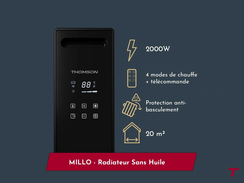 MILLO - Radiateur électrique portable en aluminium à chaleur sèche