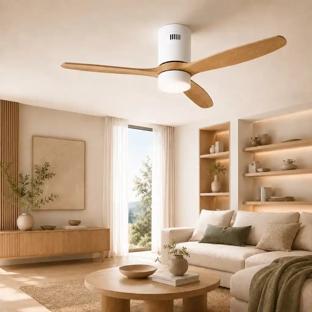Ventilateur de plafond silencieux, 132 cm, moteur de 38 W avec éclairage LED intégré